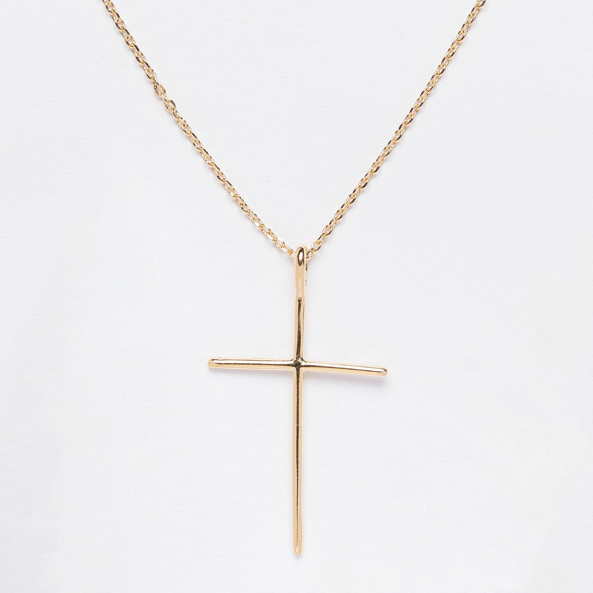 Gold Dipped Cross Pendant Long Necklace