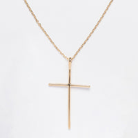 Gold Dipped Cross Pendant Long Necklace