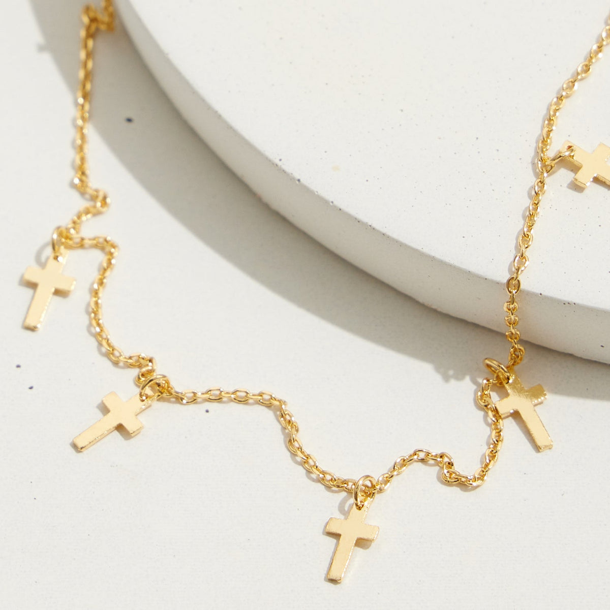 Gold Dipped Dainty Cross Charm Necklace