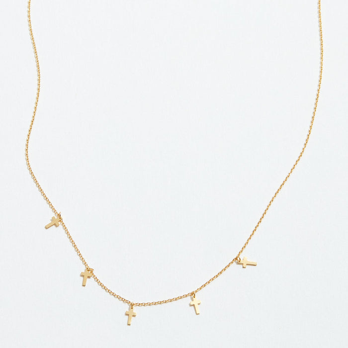 Gold Dipped Dainty Cross Charm Necklace