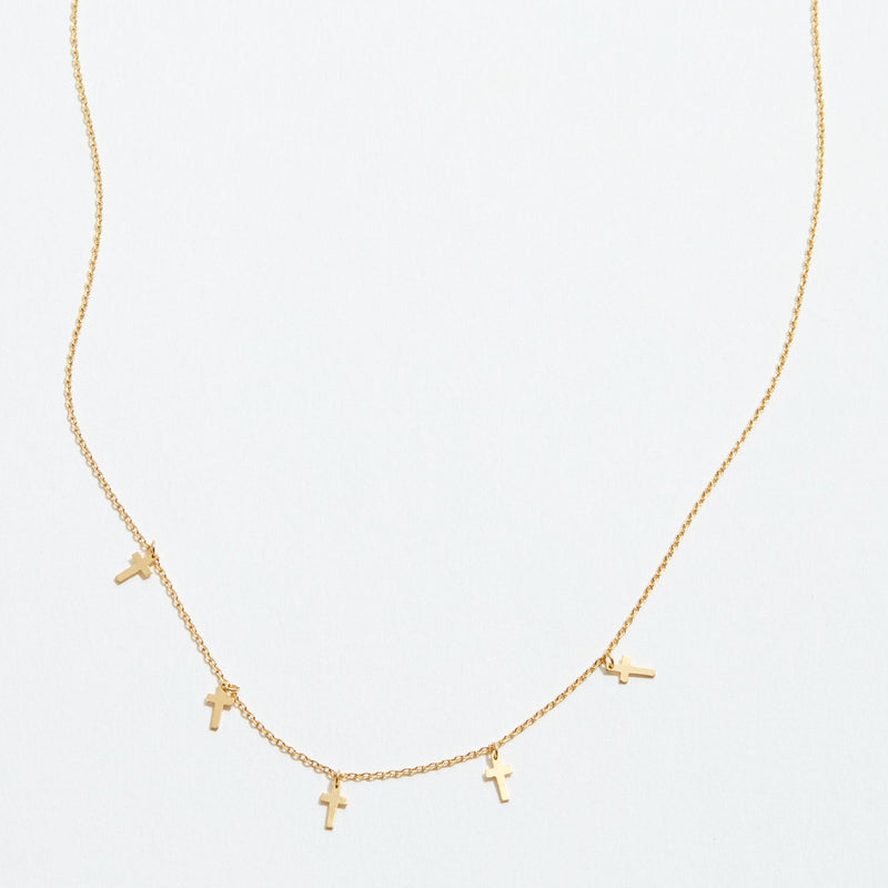 Gold Dipped Dainty Cross Charm Necklace