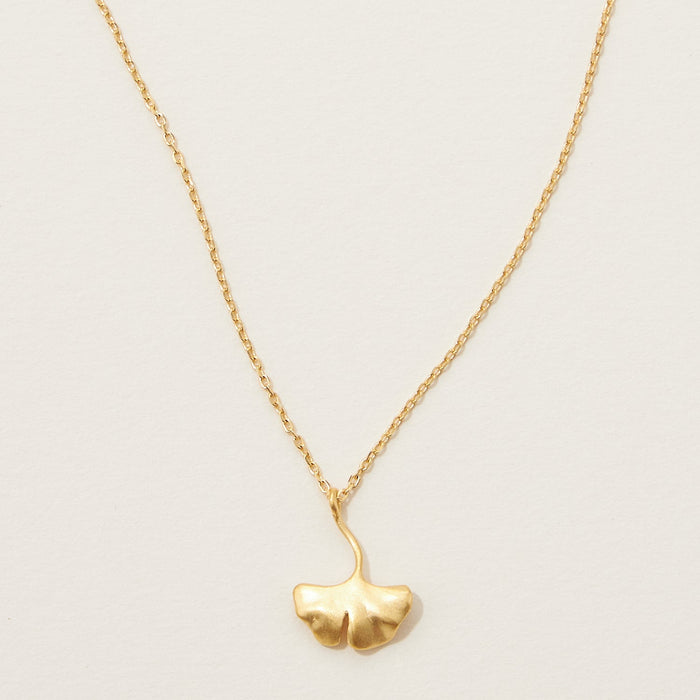 Gold Dipped Ginko Leaf Pendant Necklace