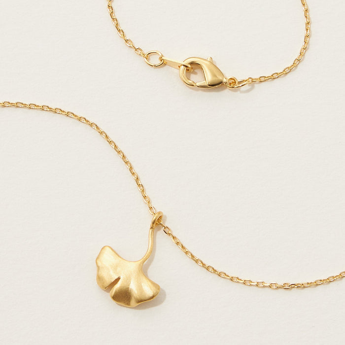 Gold Dipped Ginko Leaf Pendant Necklace