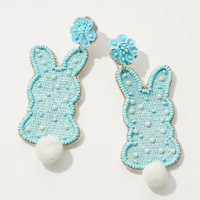 Easter Bunny With Pom Poms Post Earring