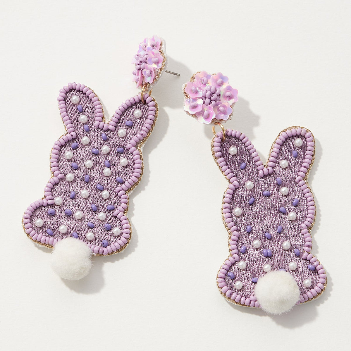 Easter Bunny With Pom Poms Post Earring