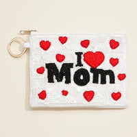 I Love Mom Beaded Pouch – Heartfelt Mother's Day Gift