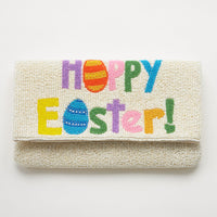 Multi Colored Words "Happy Easter" Seed Bead Clutch Bag