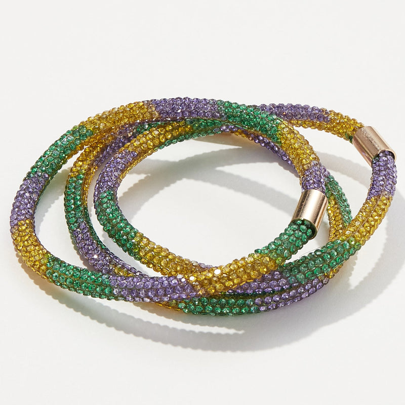 Mardi Gras Glitter 3 Set of Bangles