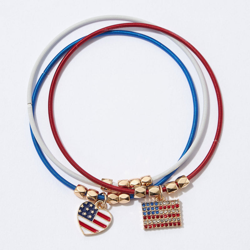 American Flag Guitar Strings Bracelet