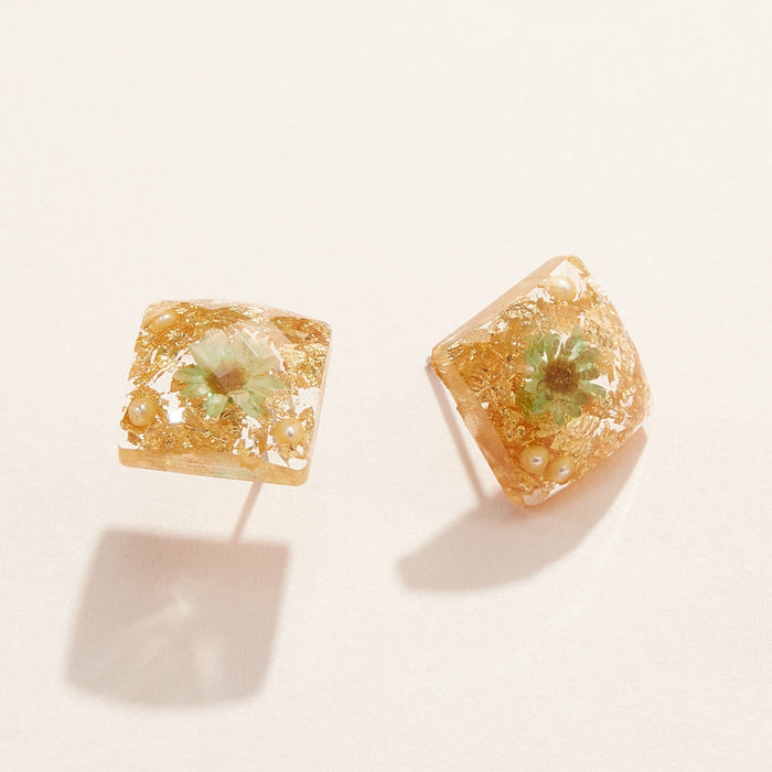 Pressed Flower Stud Earrings