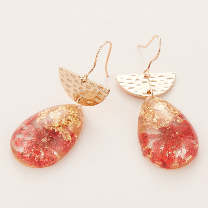 Pressed Flower Teardrop Earrings