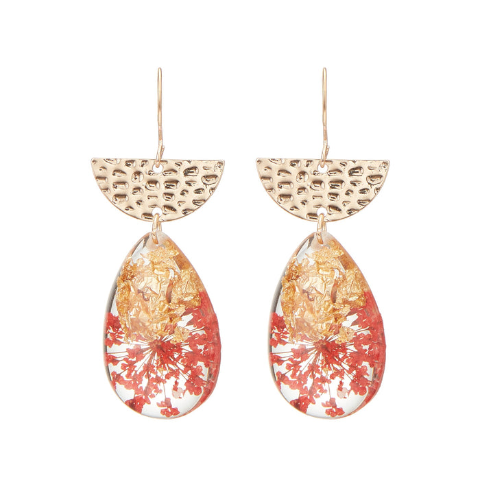 Pressed Flower Teardrop Earrings