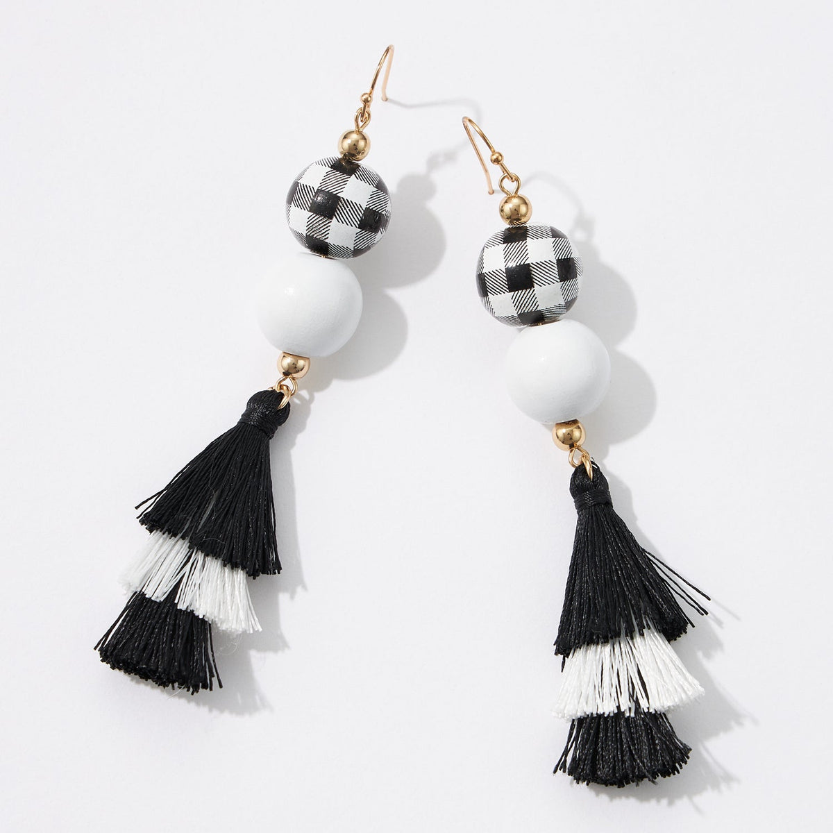 Christmas Wooden Ornaments Tassel Earrings