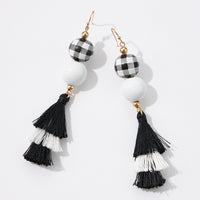 Christmas Wooden Ornaments Tassel Earrings