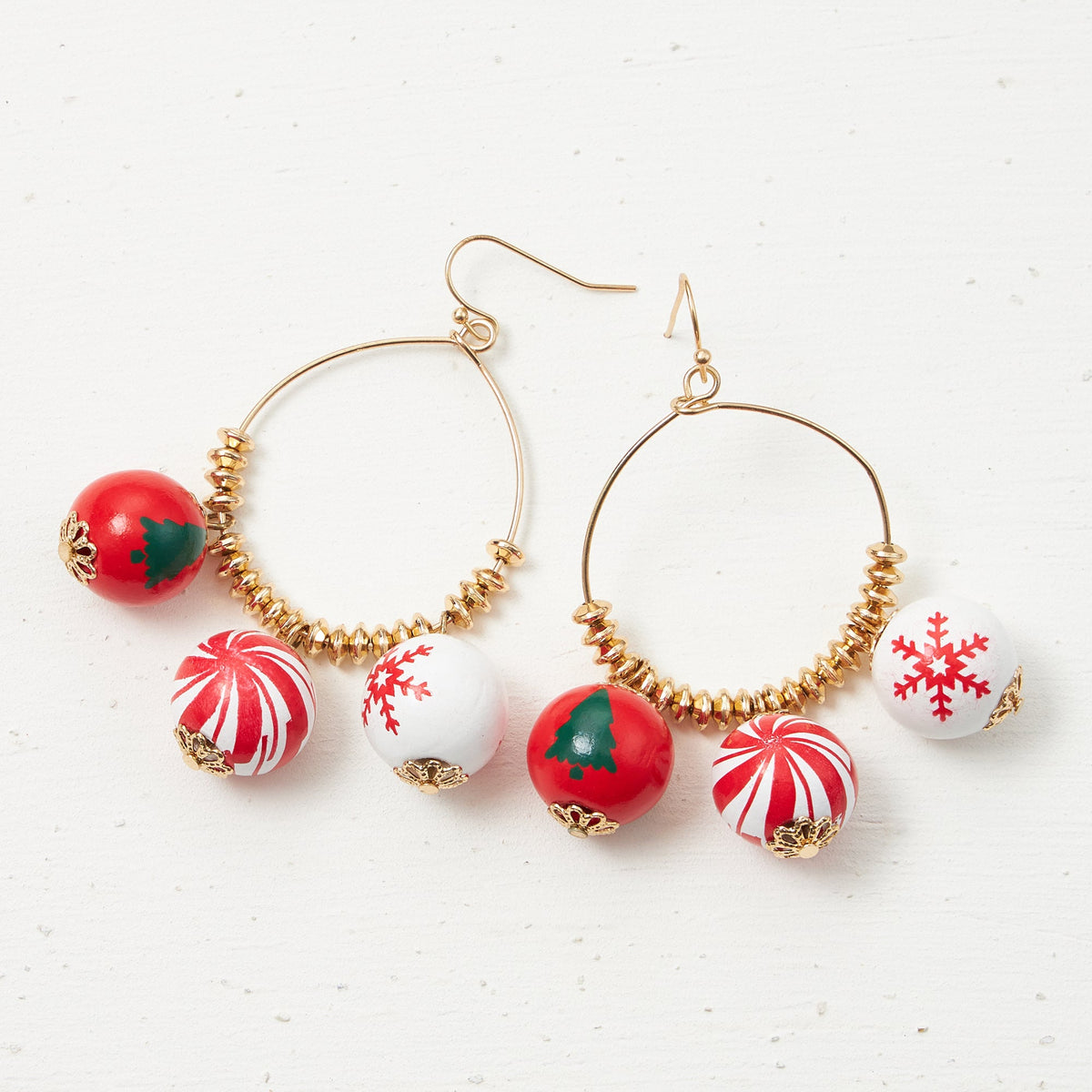 Christmas Wooden Ornaments Teardrop Earrings