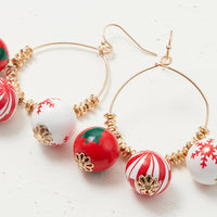 Christmas Wooden Ornaments Teardrop Earrings