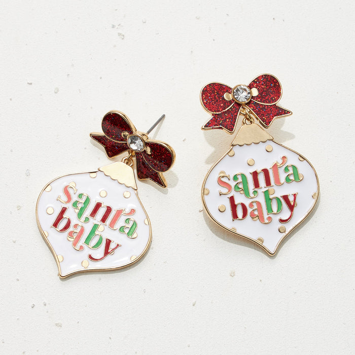 Santa Baby Christmas Ornament Earrings