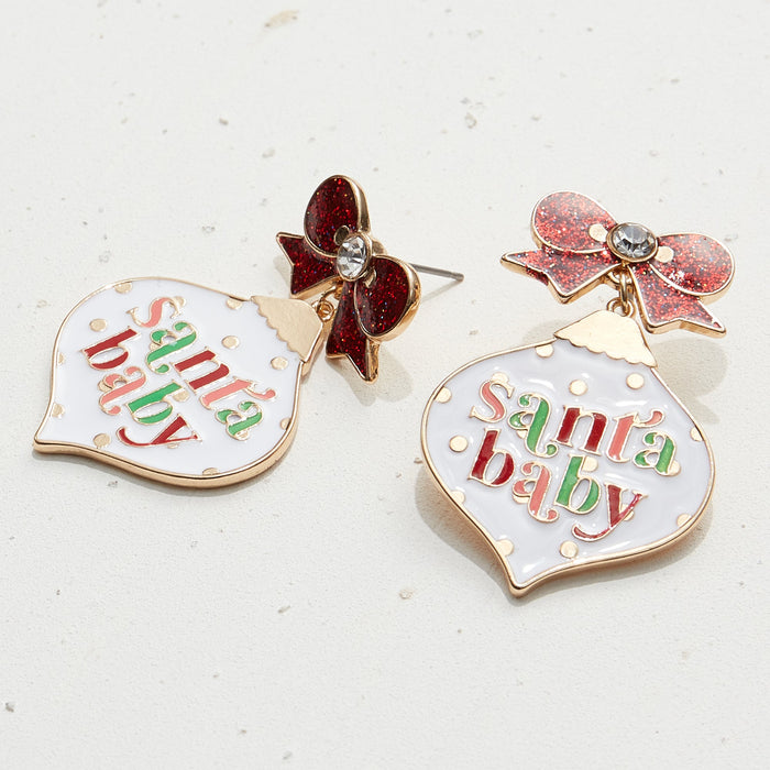 Santa Baby Christmas Ornament Earrings