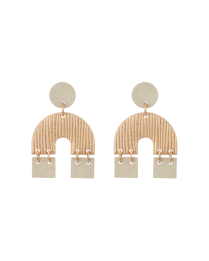 Wooden Arch Shaped Stud Earrings