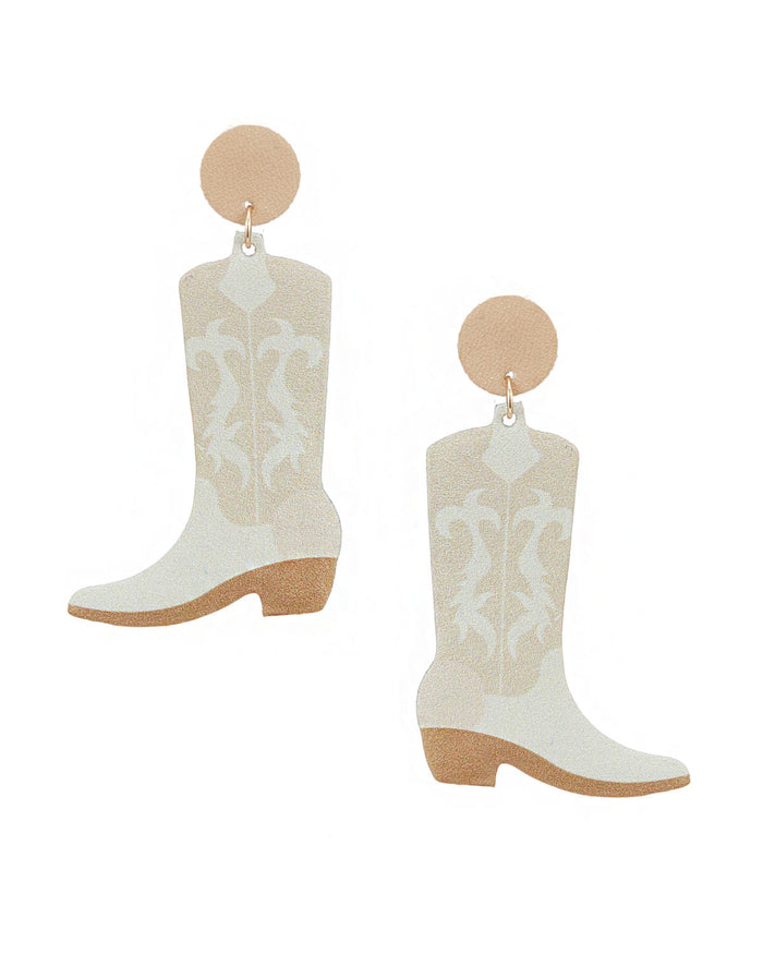 PU Leather Western Boots Earrings