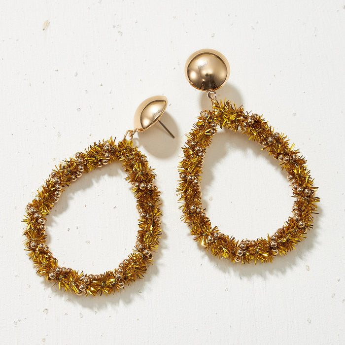 Christmas Tinsel Teardrop Earrings