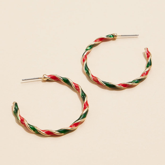 Holiday Twisted Hoop Earrings