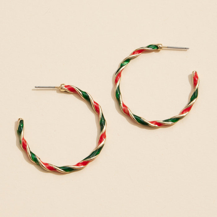 Holiday Twisted Hoop Earrings