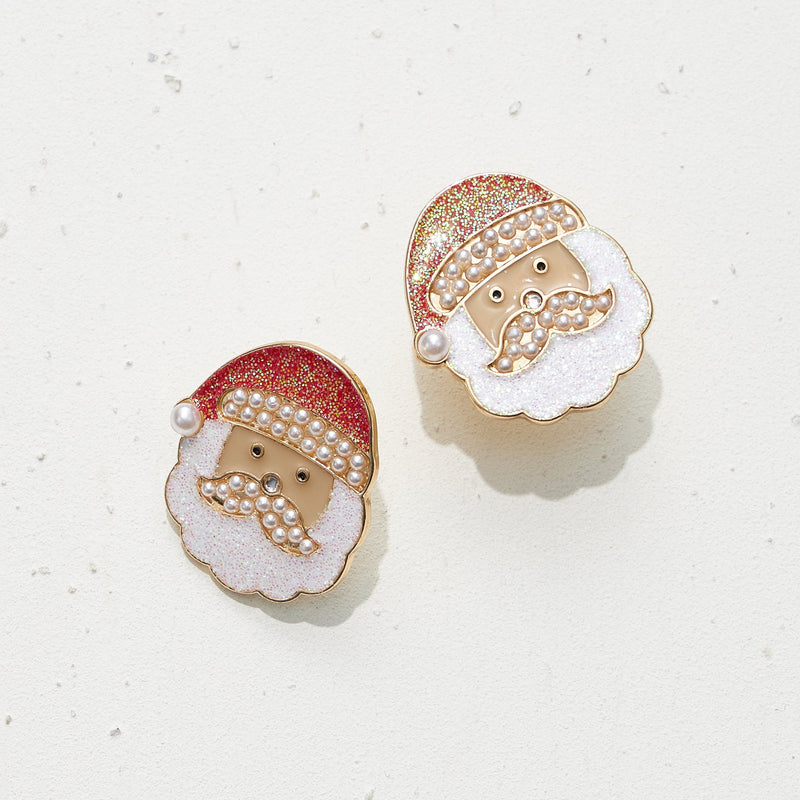 Santa Claus Glitter Epoxy Stud Earrings