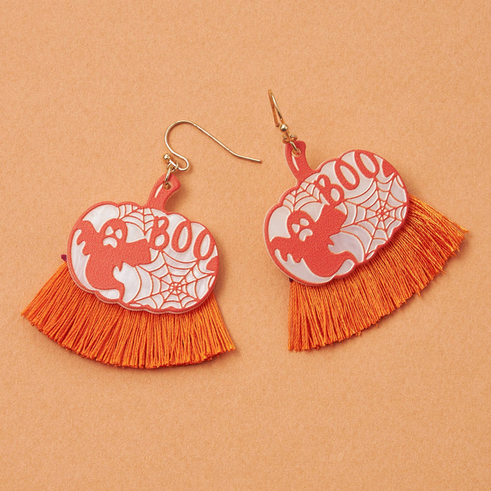 Pumpkin Boo Ghost Resin Earrings