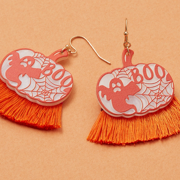 Pumpkin Boo Ghost Resin Earrings