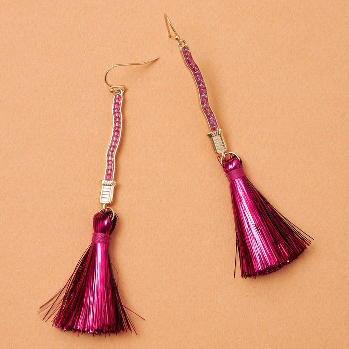 Witch's Broom Tassel Earrings