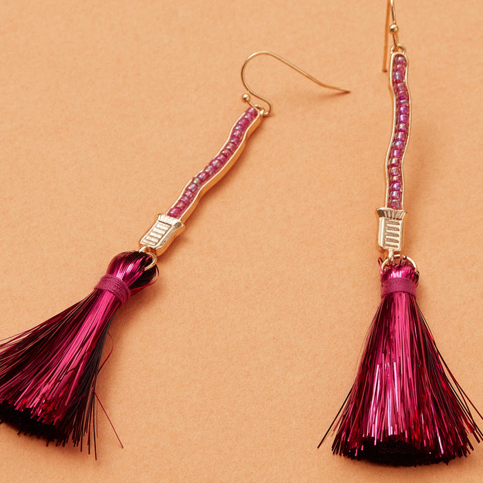 Witch's Broom Tassel Earrings