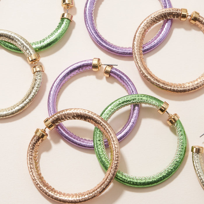 Glitter PU Leather Hoop Earrings