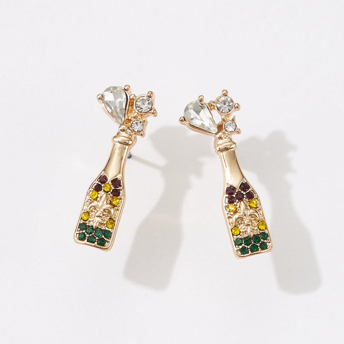 Mardi Gras Champagne Bottle Earring