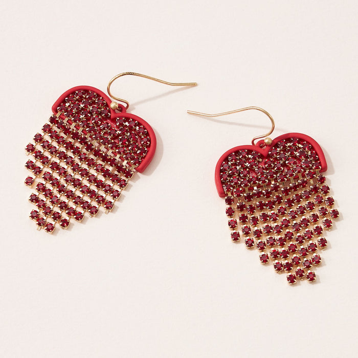 Heart Pave Dangling Earrings