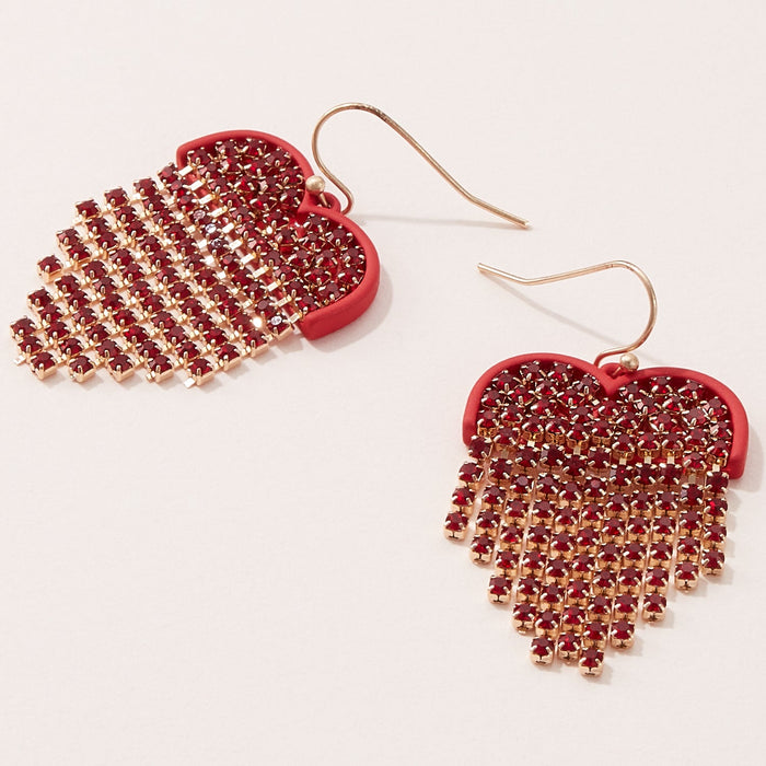 Heart Pave Dangling Earrings