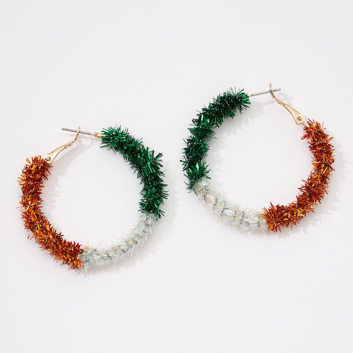 Tri Color Irish Tie Hoop Earrings