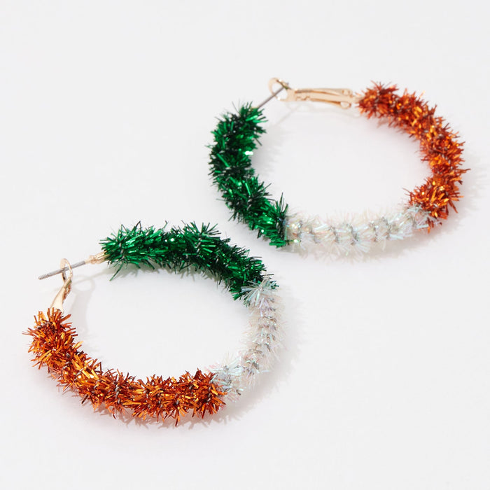 Tri Color Irish Tie Hoop Earrings