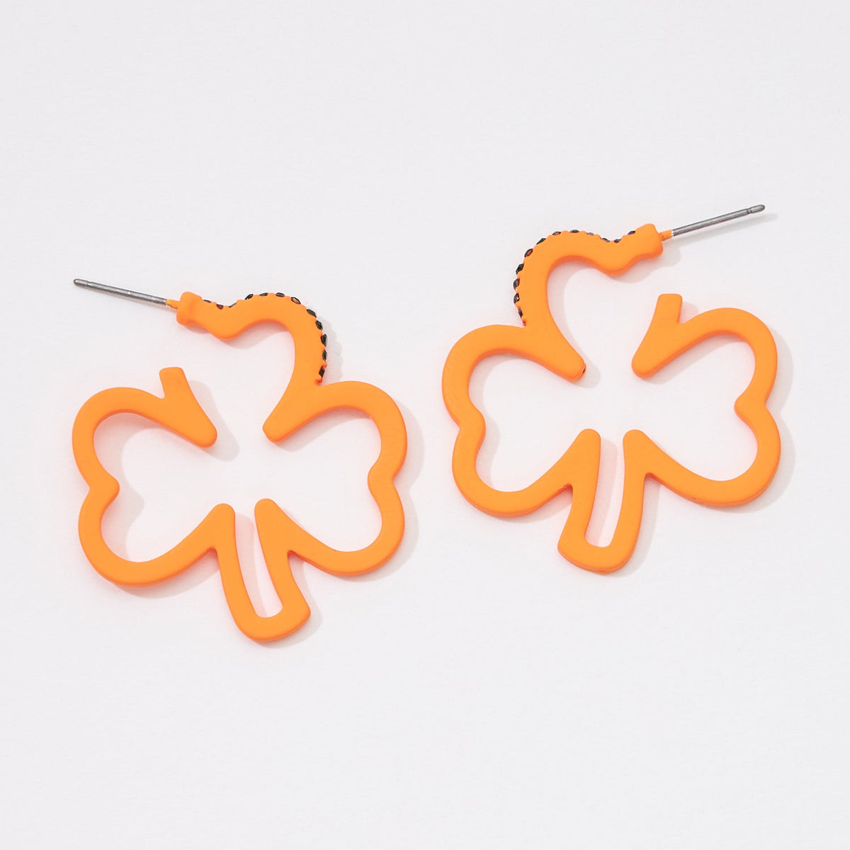 Irish 3 Leaf Clover Color Coated Hoop Earrings