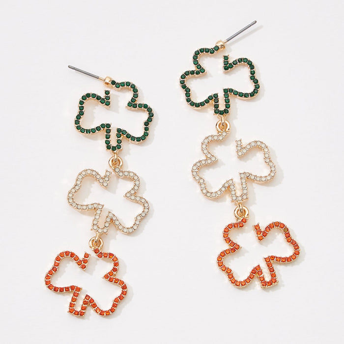 St. Patrick's Day 3 Clover Drop Earrings