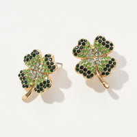 Lucky Clover Stone Pave Post Earrings