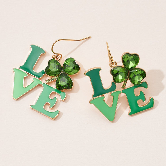 St. Patrick's Day "LOVE" Dangle Earrings