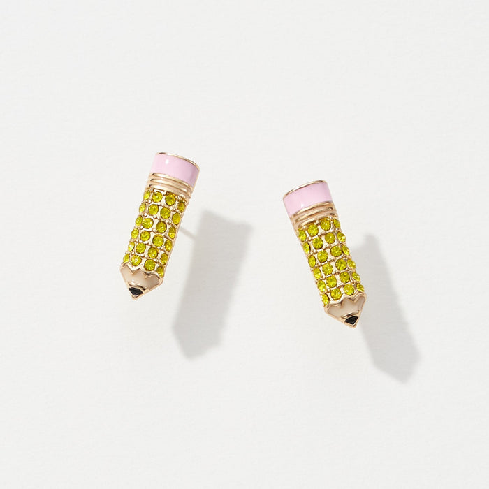 Pave Pencil Post Earrings for Teacher's Day