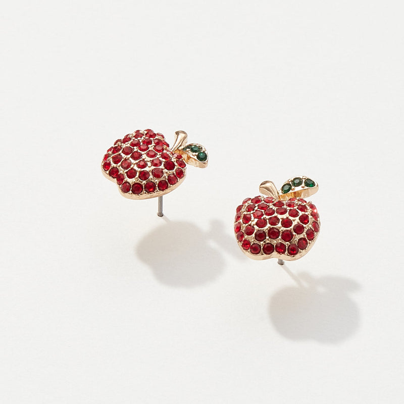 Pave Apple Post Earrings for Teacher's Day