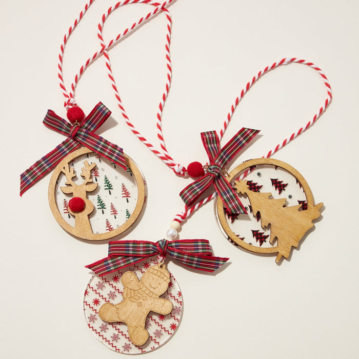 Wood Cut Out Christmas Tree Ornaments