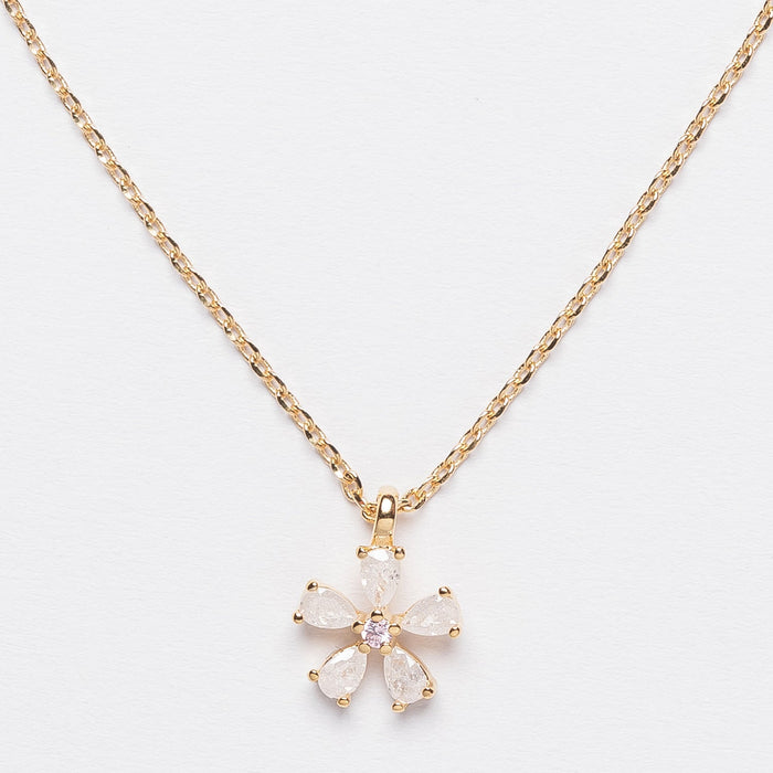 18K Gold Dipped Necklace with Flower Pendant