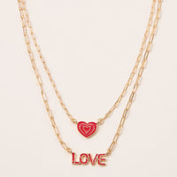 Enamel Love Two Layered Necklace