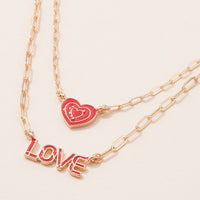 Enamel Love Two Layered Necklace