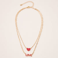 Enamel Love Two Layered Necklace