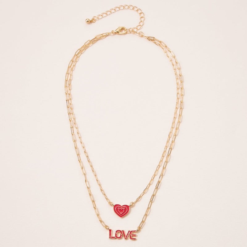 Enamel Love Two Layered Necklace